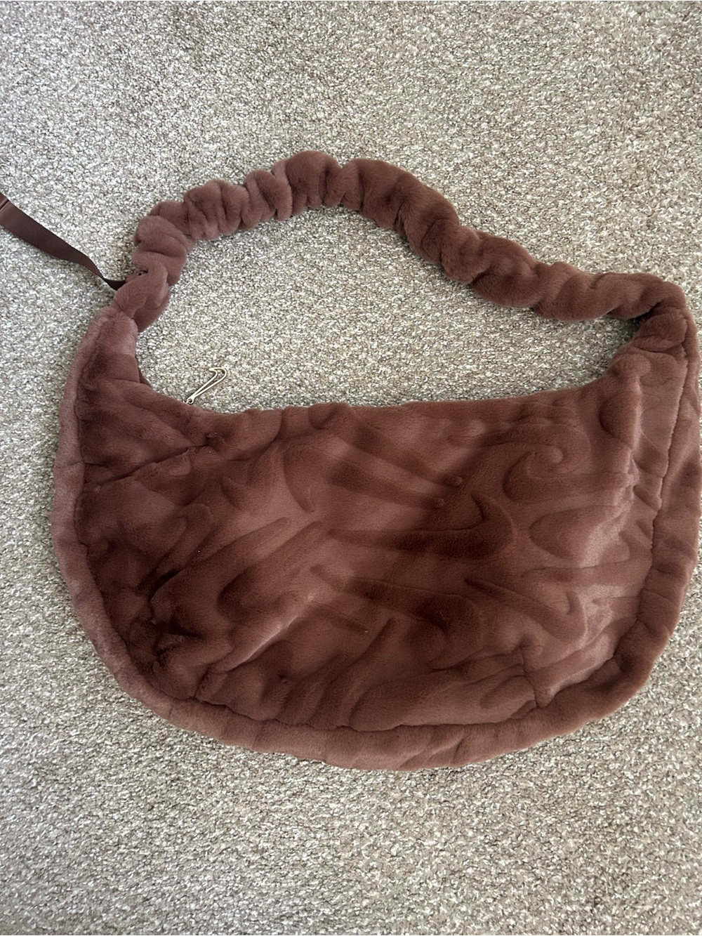 Plush Brown Faux Fur Shoulder Bag